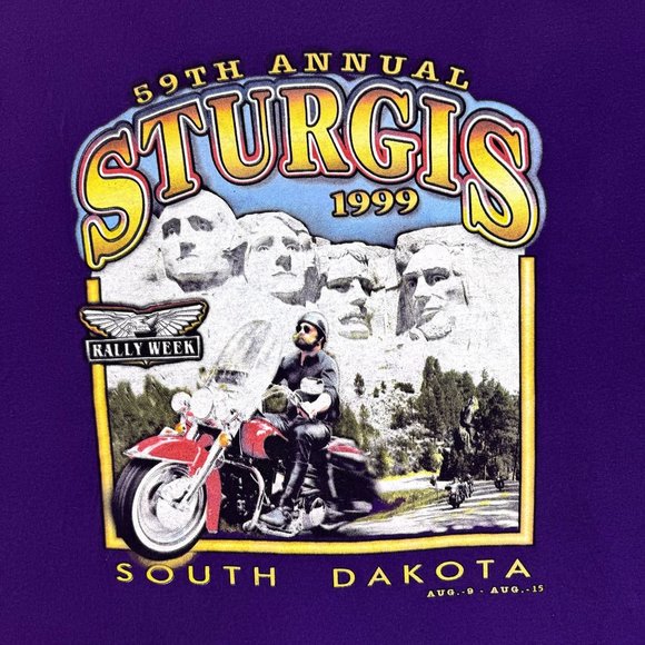 Vintage 90s Russell Athletic Sturgis Single Stitch Motorcycle Rally Week T-Shirt - Picture 2 of 8